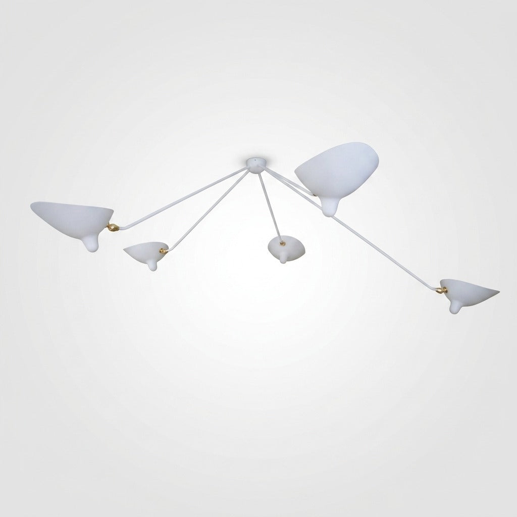 Plafonnier Bras Articulés Sculptural, Métal Aluminium Laiton Laqué