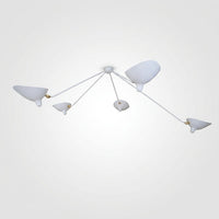 Plafonnier Bras Articulés Sculptural, Métal Aluminium Laiton Laqué