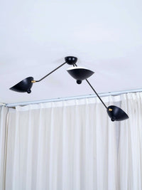 Plafonnier Bras Articulés Sculptural, Métal Aluminium Laiton Laqué