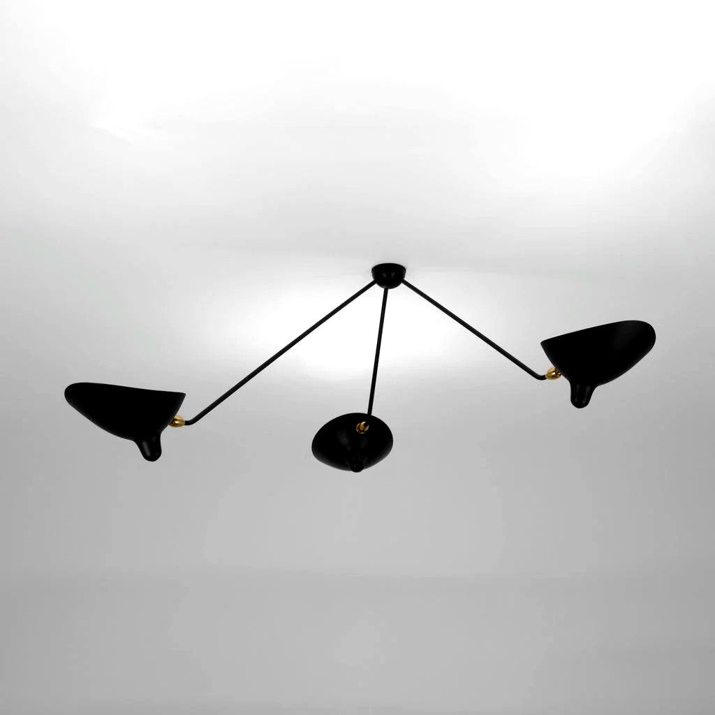 Plafonnier Bras Articulés Sculptural, Métal Aluminium Laiton Laqué