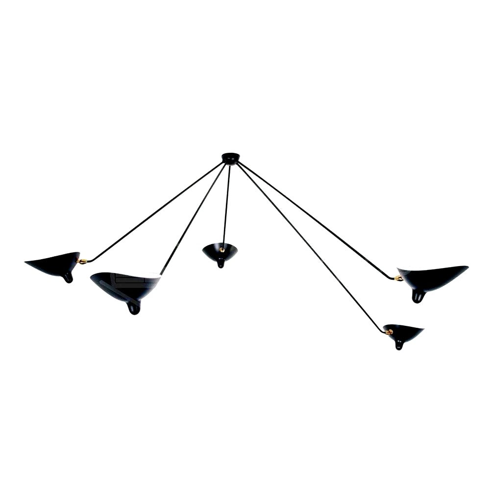Plafonnier Bras Articulés Sculptural, Métal Aluminium Laiton Laqué