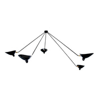 Plafonnier Bras Articulés Sculptural, Métal Aluminium Laiton Laqué