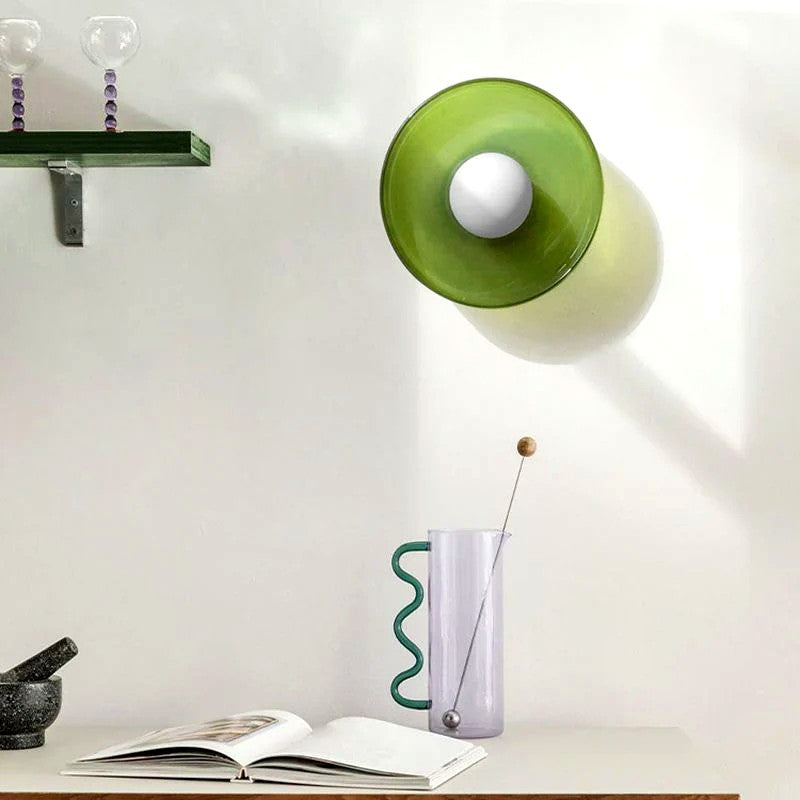 Plafonnier Dôme Verre Métal Rétro Coloré, Design Joyeux Moderne