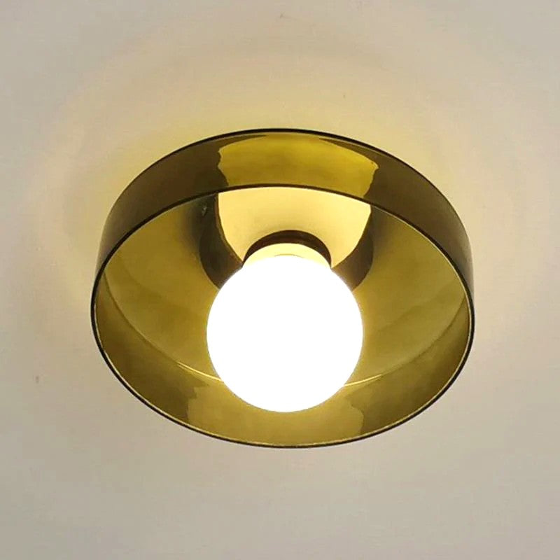 Plafonnier Dôme Verre Métal Rétro Coloré, Design Joyeux Moderne