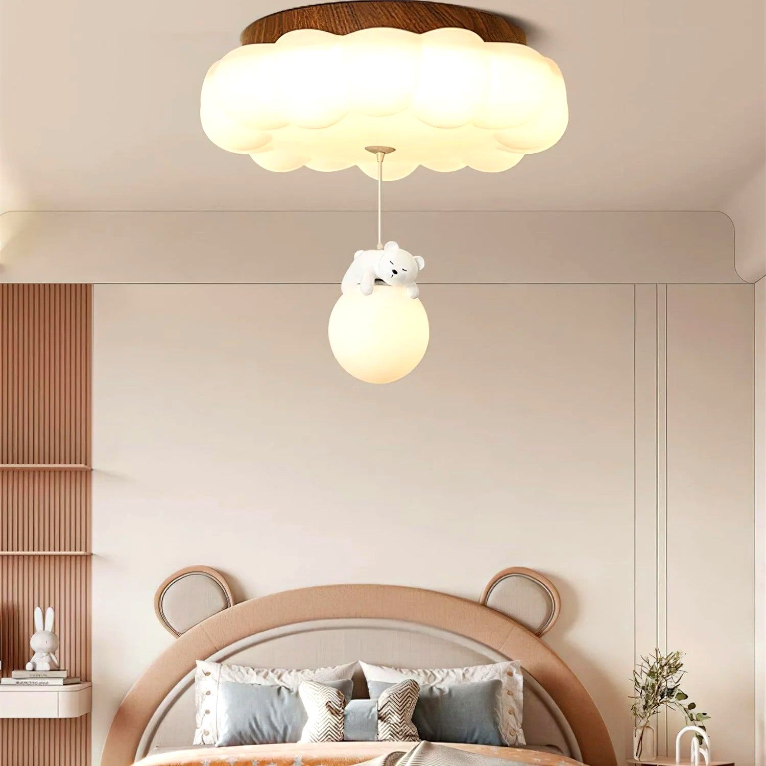 Plafonnier Enfant Ourson et Gâteau LED Blanc Chaud, Design Ludique