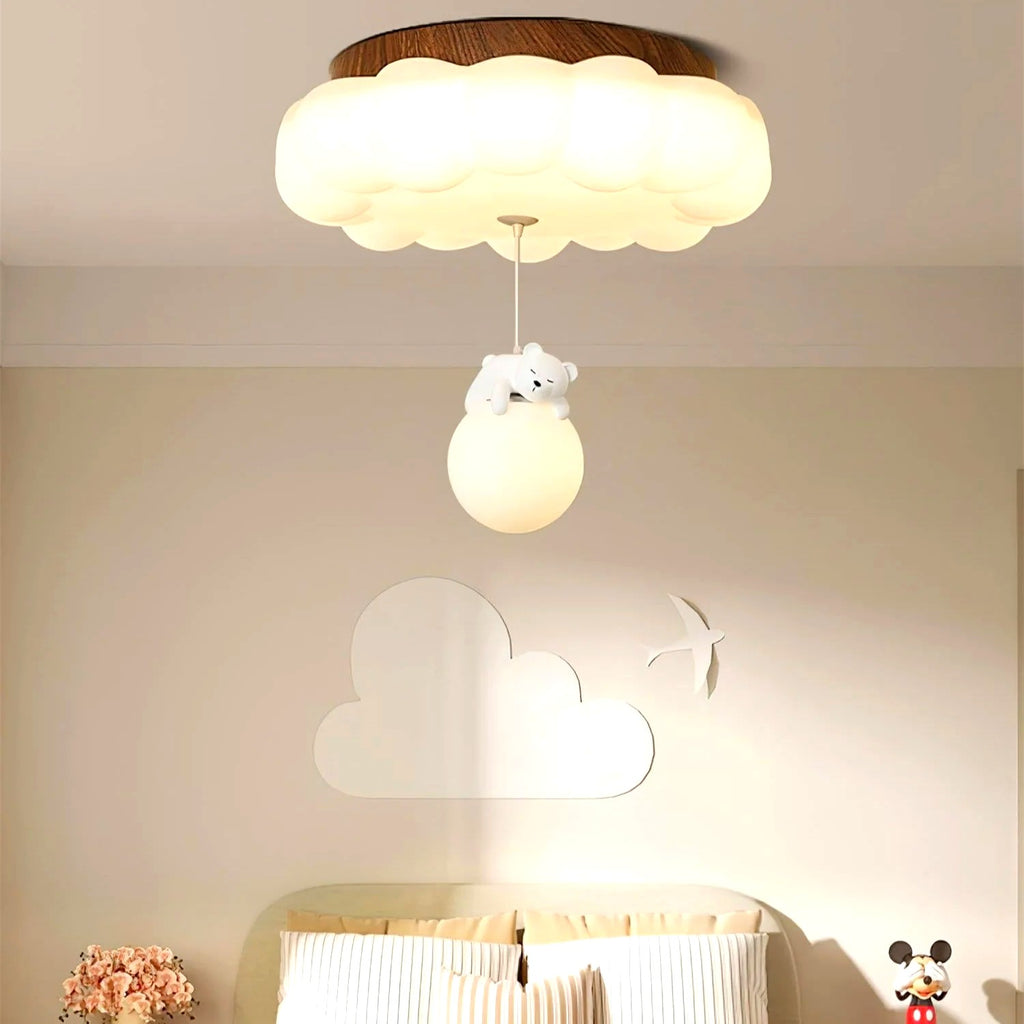 Plafonnier Enfant Ourson et Gâteau LED Blanc Chaud, Design Ludique