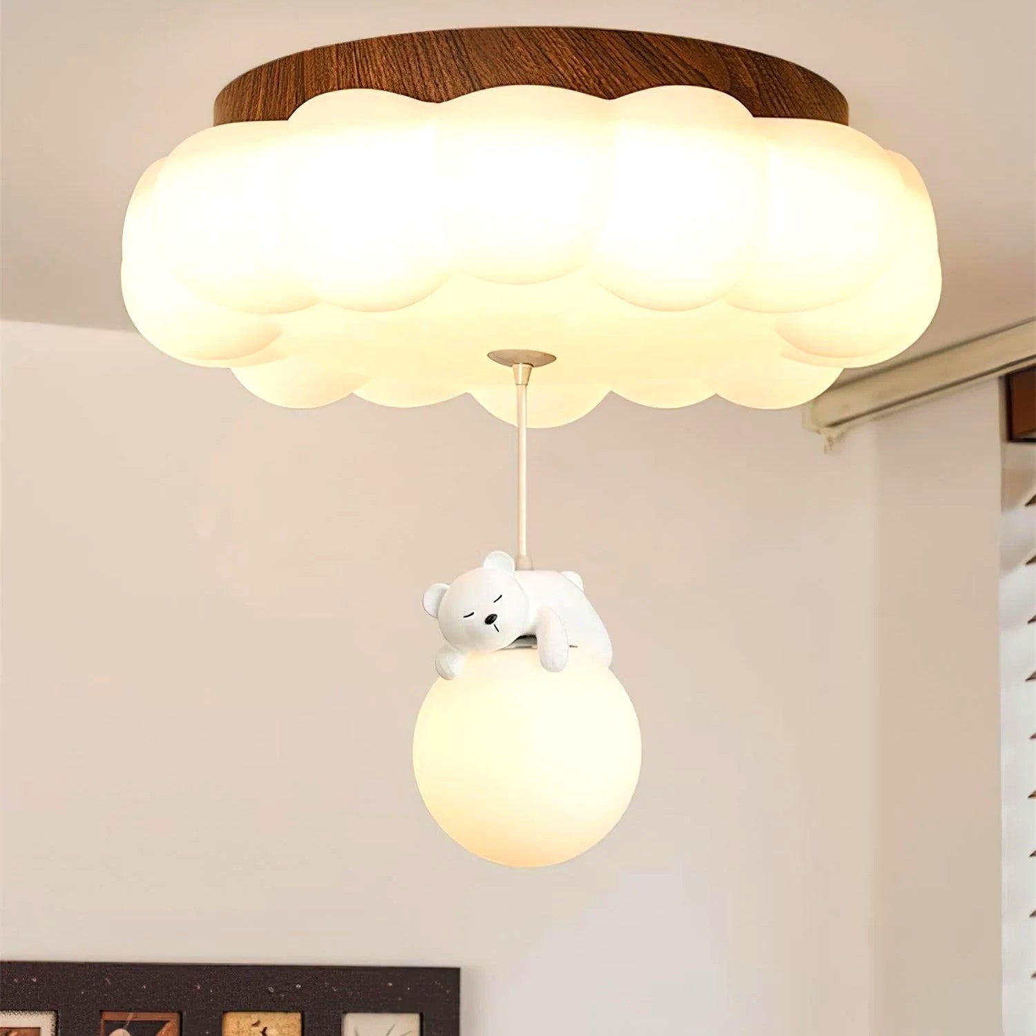 Plafonnier Enfant Ourson et Gâteau LED Blanc Chaud, Design Ludique