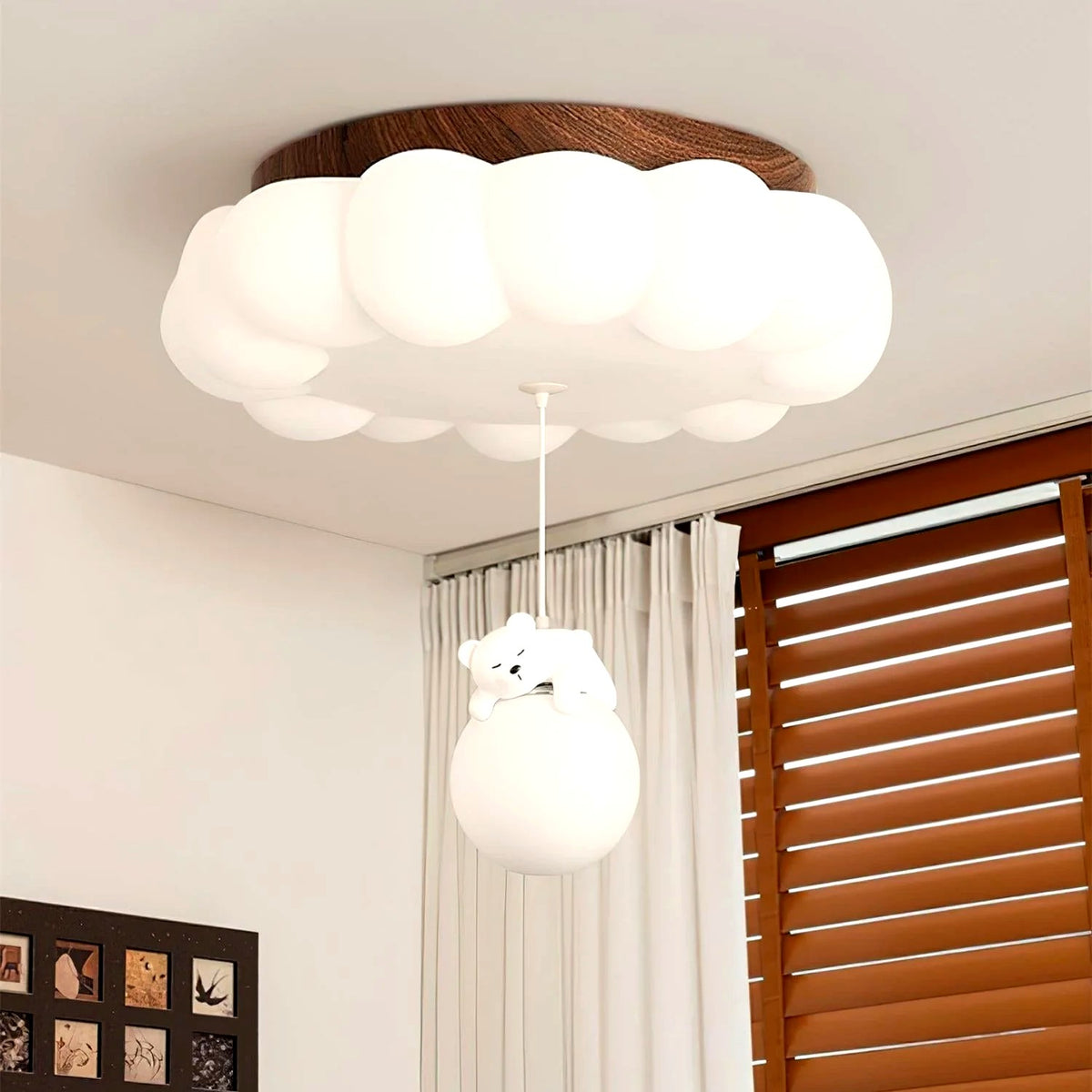 Plafonnier Enfant Ourson et Gâteau LED Blanc Chaud, Design Ludique