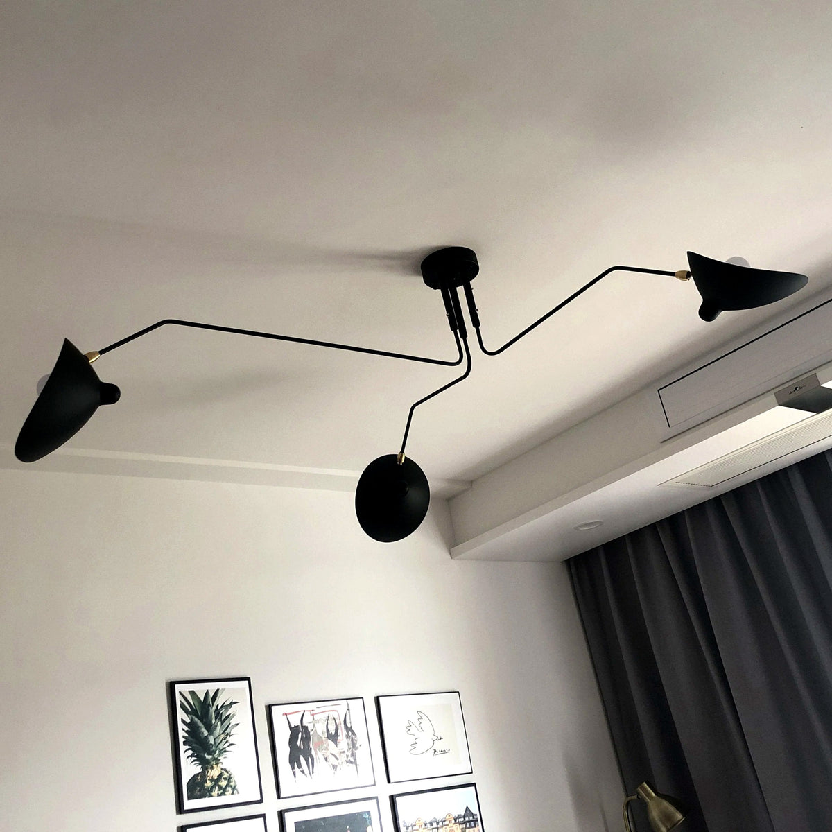 Plafonnier Industriel Bras Réglables Métal, Style Loft Atelier, Salon