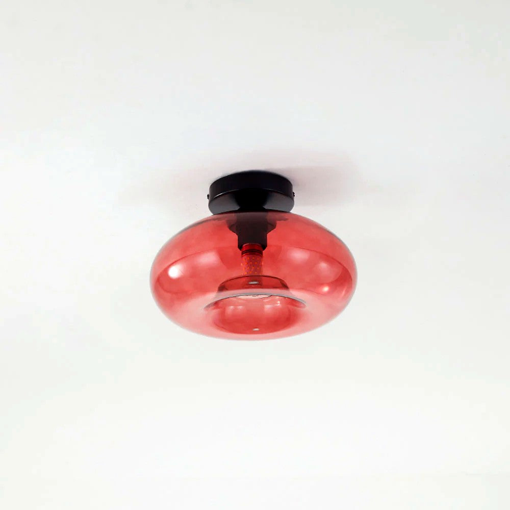Plafonnier Industriel Ovale Métal Verre, Style Vintage Loft Urbain