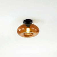Plafonnier Industriel Ovale Métal Verre, Style Vintage Loft Urbain