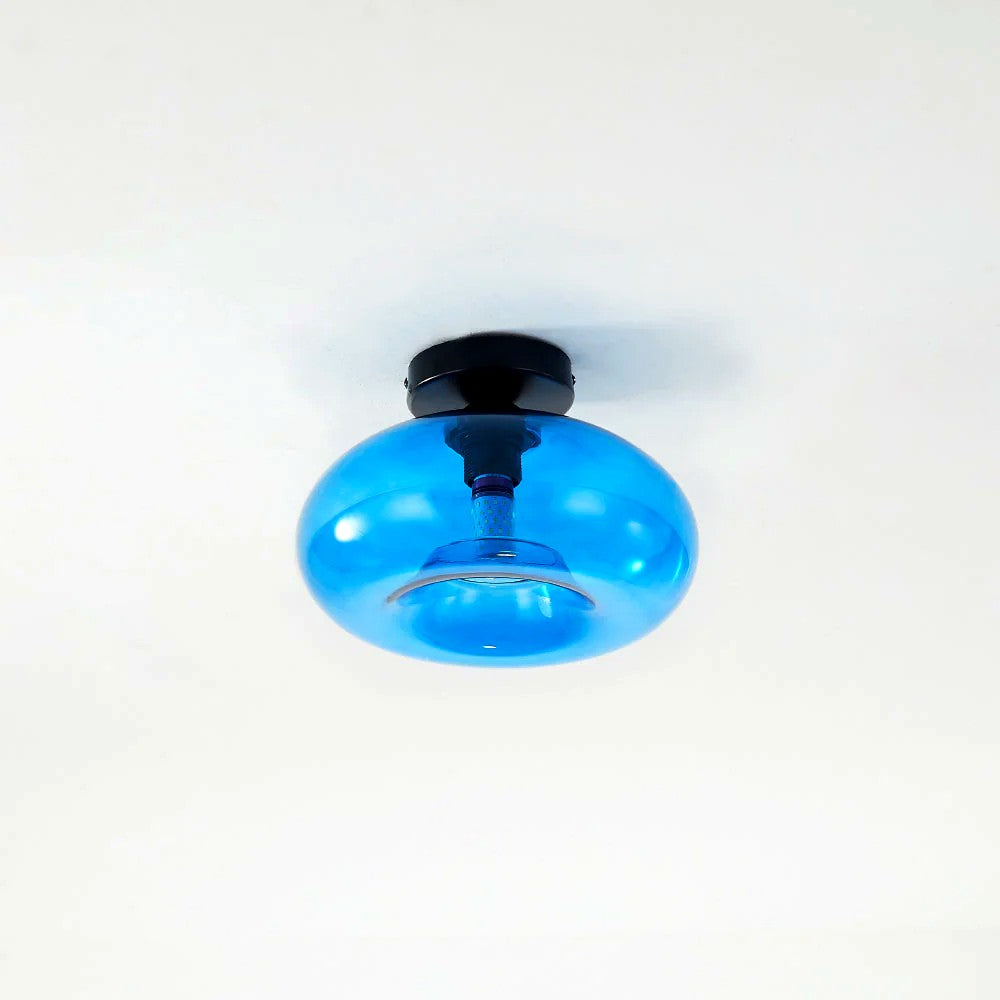 Plafonnier Industriel Ovale Métal Verre, Style Vintage Loft Urbain