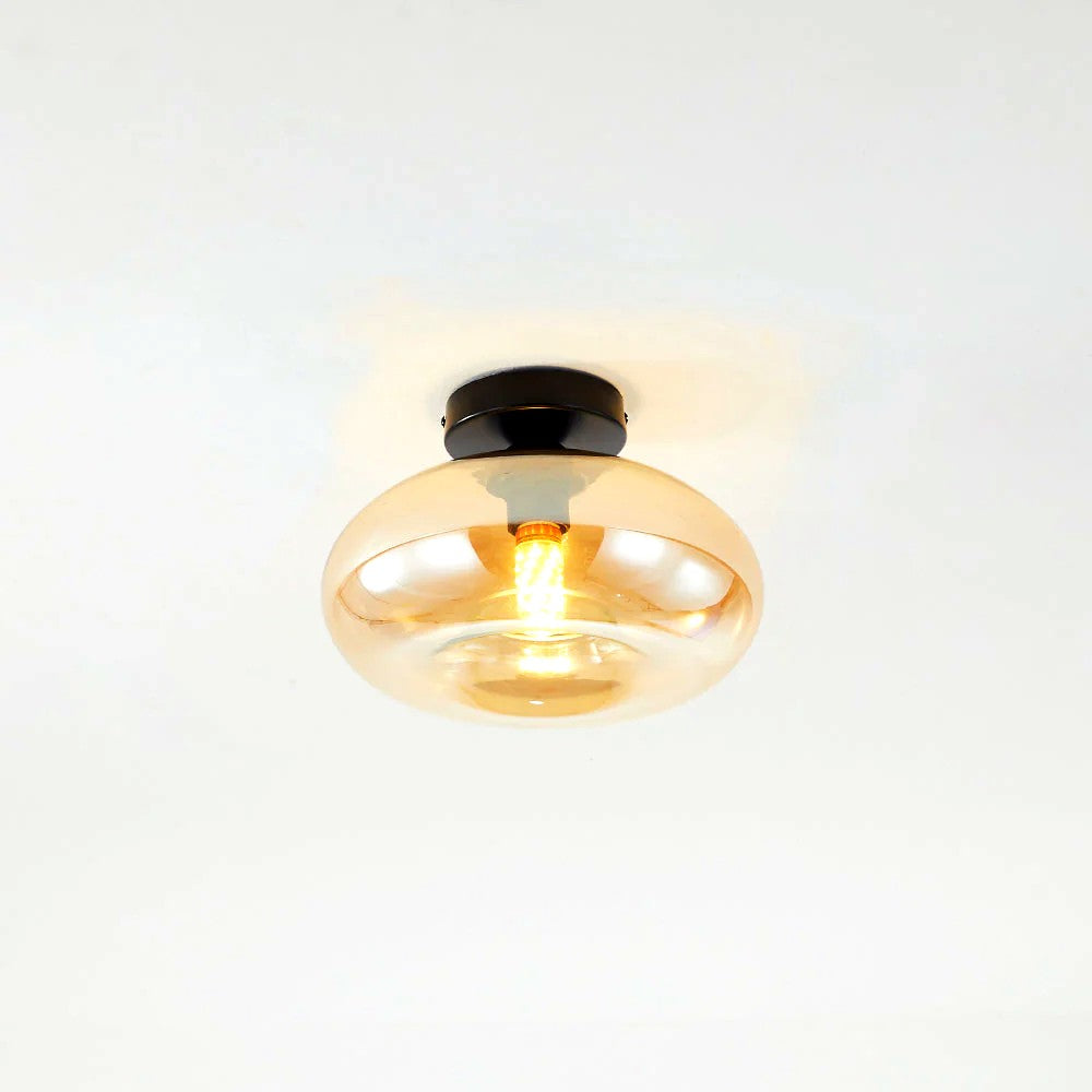 Plafonnier Industriel Ovale Métal Verre, Style Vintage Loft Urbain
