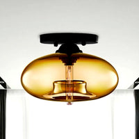 Plafonnier Industriel Ovale Métal Verre, Style Vintage Loft Urbain
