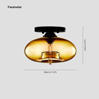 Plafonnier Industriel Ovale Métal Verre, Style Vintage Loft Urbain