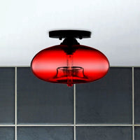Plafonnier Industriel Ovale Métal Verre, Style Vintage Loft Urbain