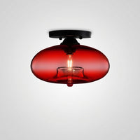 Plafonnier Industriel Ovale Métal Verre, Style Vintage Loft Urbain