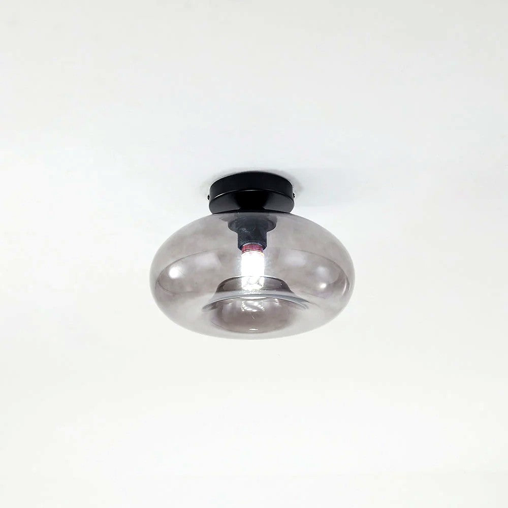 Plafonnier Industriel Ovale Métal Verre, Style Vintage Loft Urbain