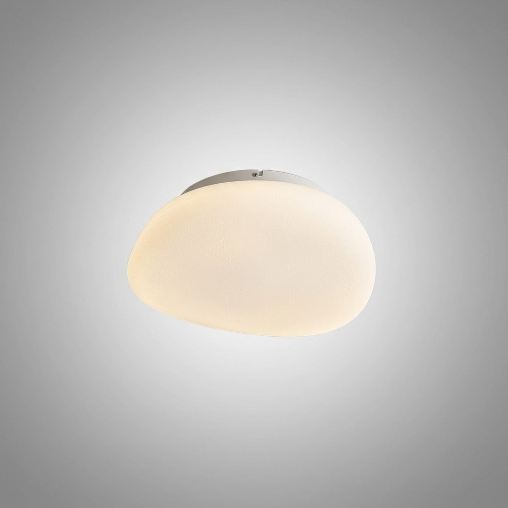 Plafonnier LED Galet Design Organique Blanc, Métal Moderne Apaisant