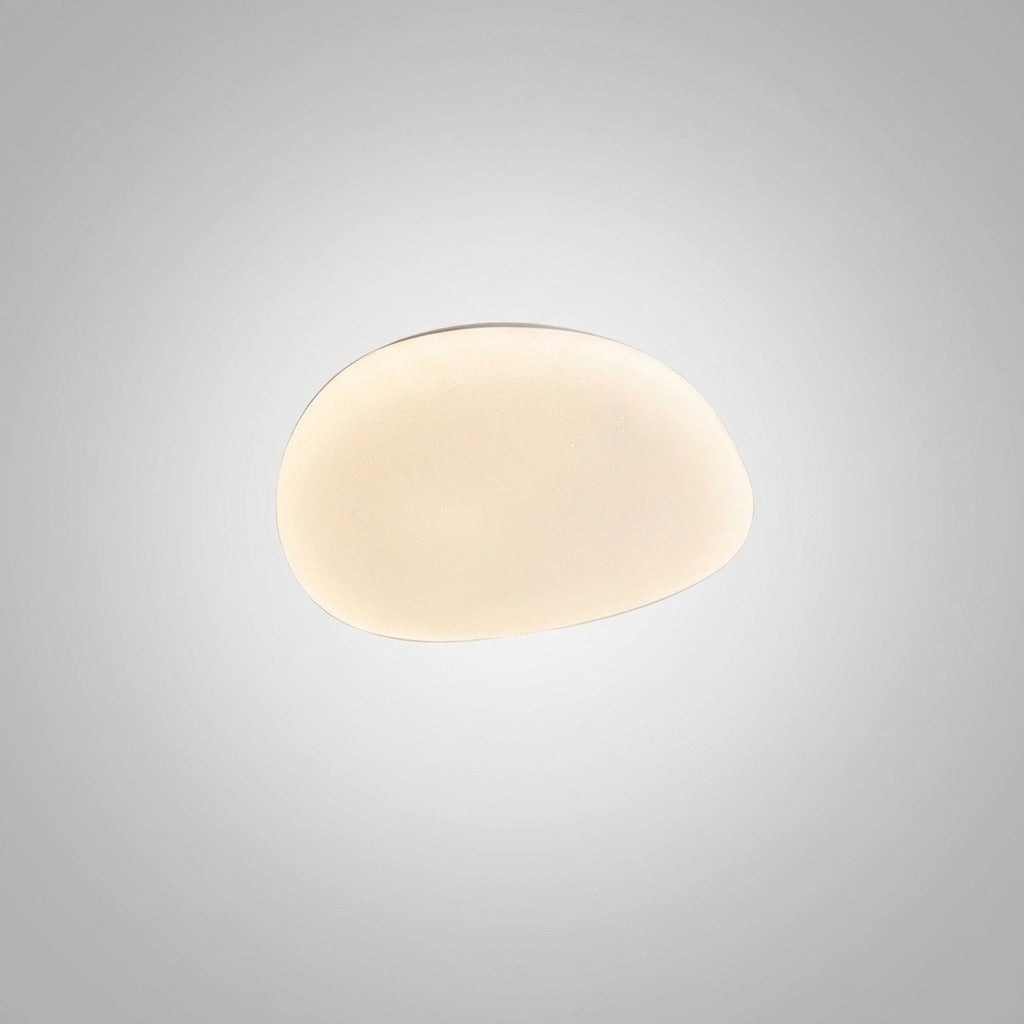 Plafonnier LED Galet Design Organique Blanc, Métal Moderne Apaisant