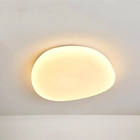 Plafonnier LED Galet Design Organique Blanc, Métal Moderne Apaisant
