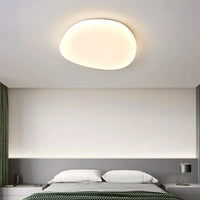 Plafonnier LED Galet Design Organique Blanc, Métal Moderne Apaisant