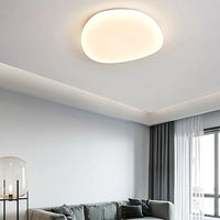 Plafonnier LED Galet Design Organique Blanc, Métal Moderne Apaisant
