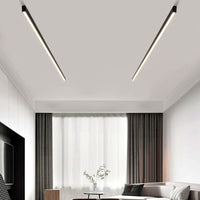 Plafonnier LED Linéaire Noir Minimaliste, Métal Profil Épuré Moderne