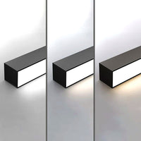 Plafonnier LED Linéaire Noir Minimaliste, Métal Profil Épuré Moderne