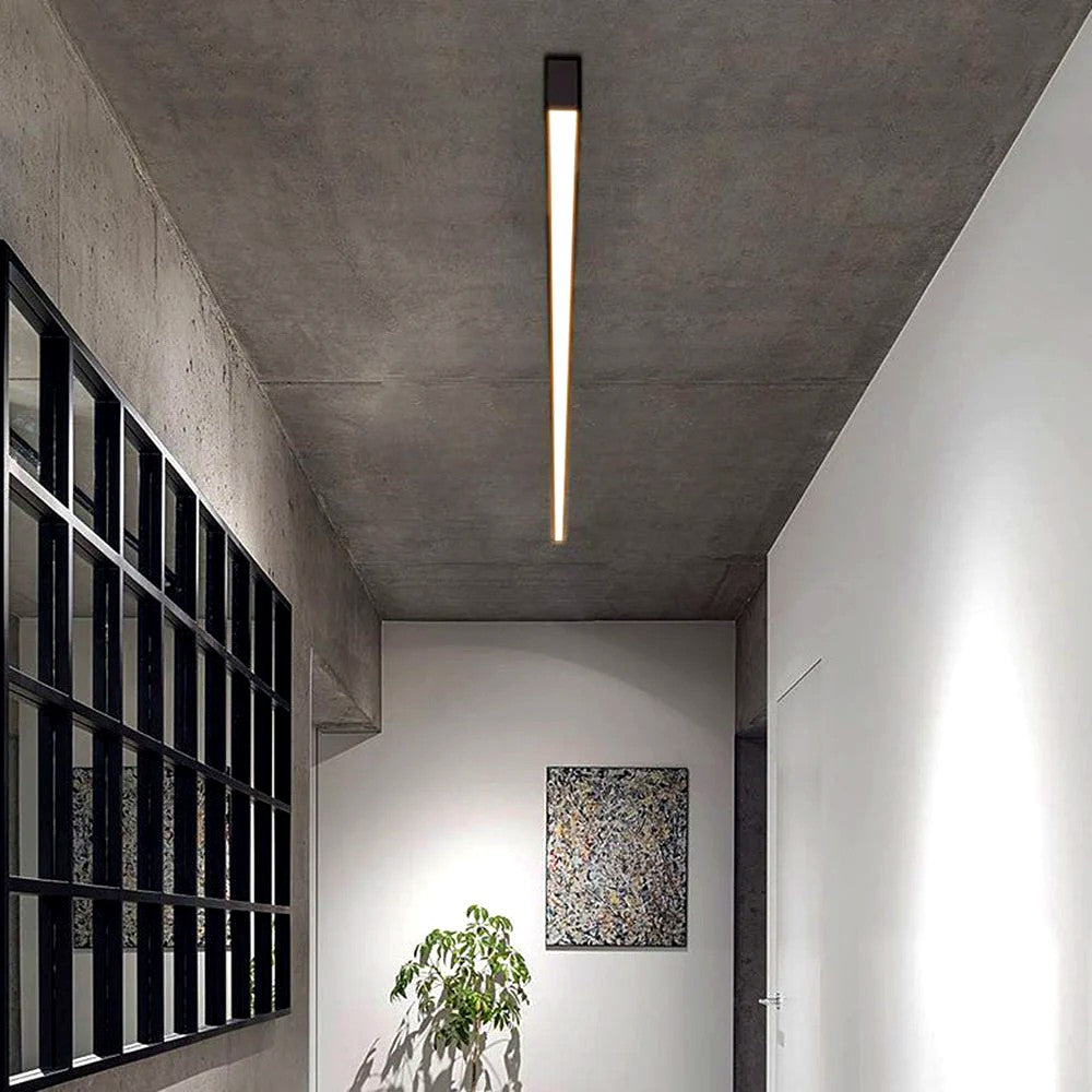 Plafonnier LED Linéaire Noir Minimaliste, Métal Profil Épuré Moderne
