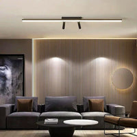 Plafonnier LED Linéaire Nordique Noir, Métal Profil Fin, Couloir