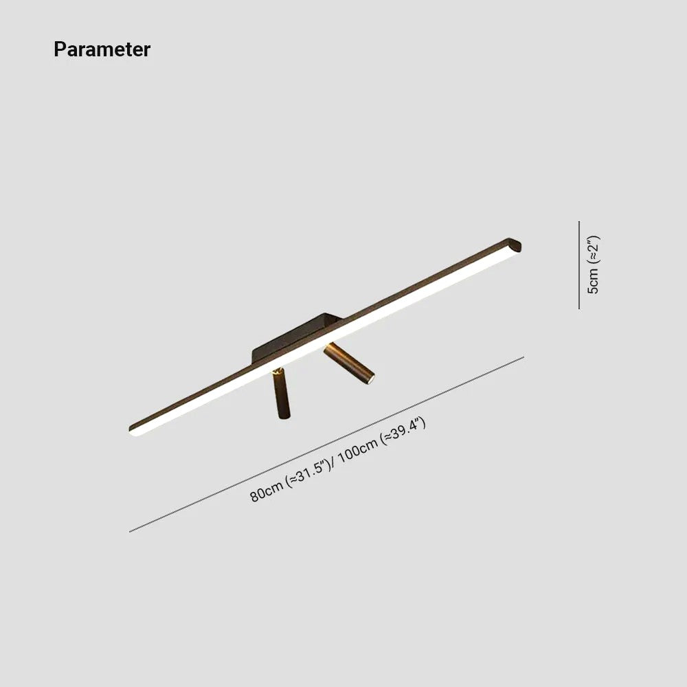 Plafonnier LED Linéaire Nordique Noir, Métal Profil Fin, Couloir
