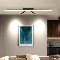 Plafonnier LED Linéaire Nordique Noir, Métal Profil Fin, Couloir