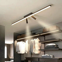 Plafonnier LED Linéaire Nordique Noir, Métal Profil Fin, Couloir