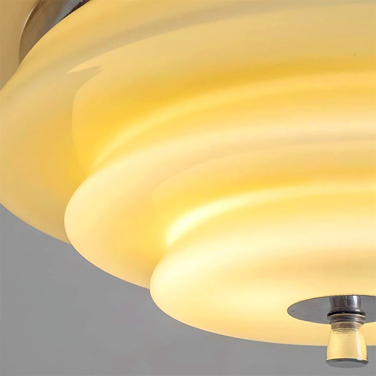 Plafonnier Ondulé à Couches Rétro Chrome Beige, LED Intégrée Blanc