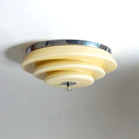 Plafonnier Ondulé à Couches Rétro Chrome Beige, LED Intégrée Blanc