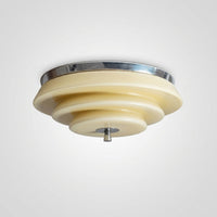 Plafonnier Ondulé à Couches Rétro Chrome Beige, LED Intégrée Blanc
