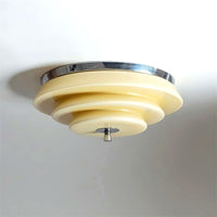 Plafonnier Ondulé à Couches Rétro Chrome Beige, LED Intégrée Blanc