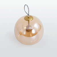 Plafonnier ou Suspension Boule Verre, Corps Cuivre Pur, Design