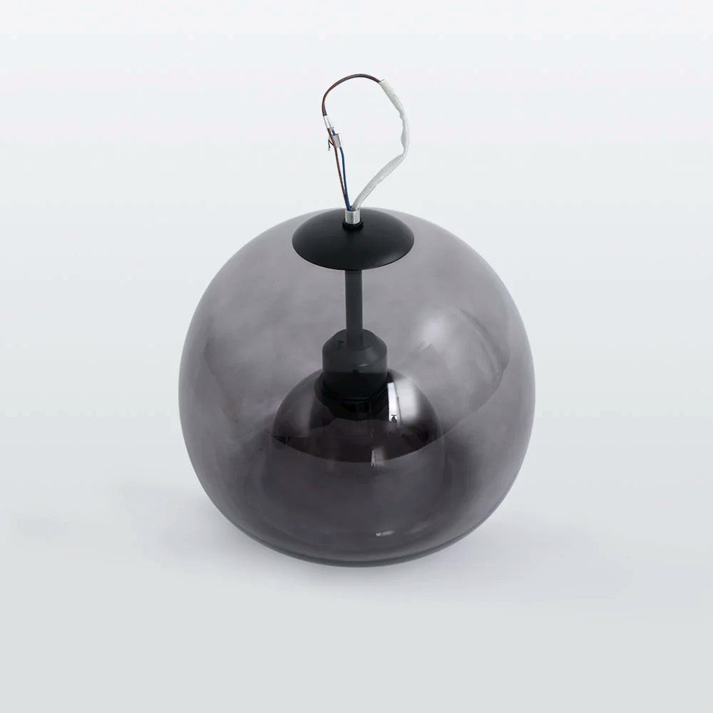 Plafonnier ou Suspension Boule Verre, Corps Cuivre Pur, Design