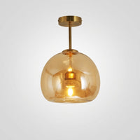 Plafonnier ou Suspension Boule Verre, Corps Cuivre Pur, Design