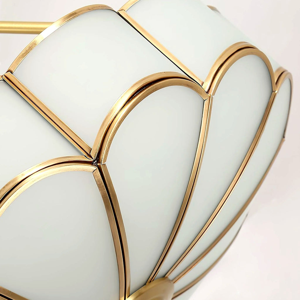 Plafonnier Pétales Verre Givré Laiton, Design Artistique Poétique