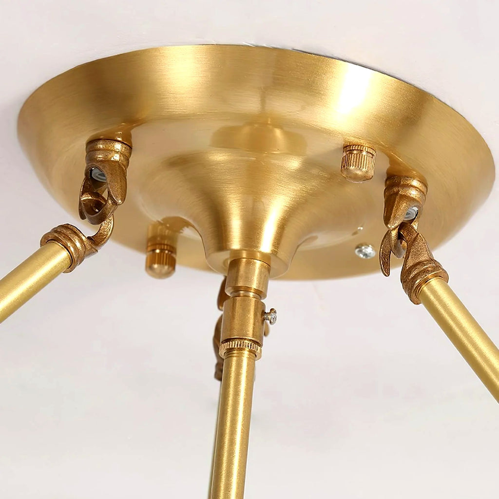 Plafonnier Pétales Verre Givré Laiton, Design Artistique Poétique