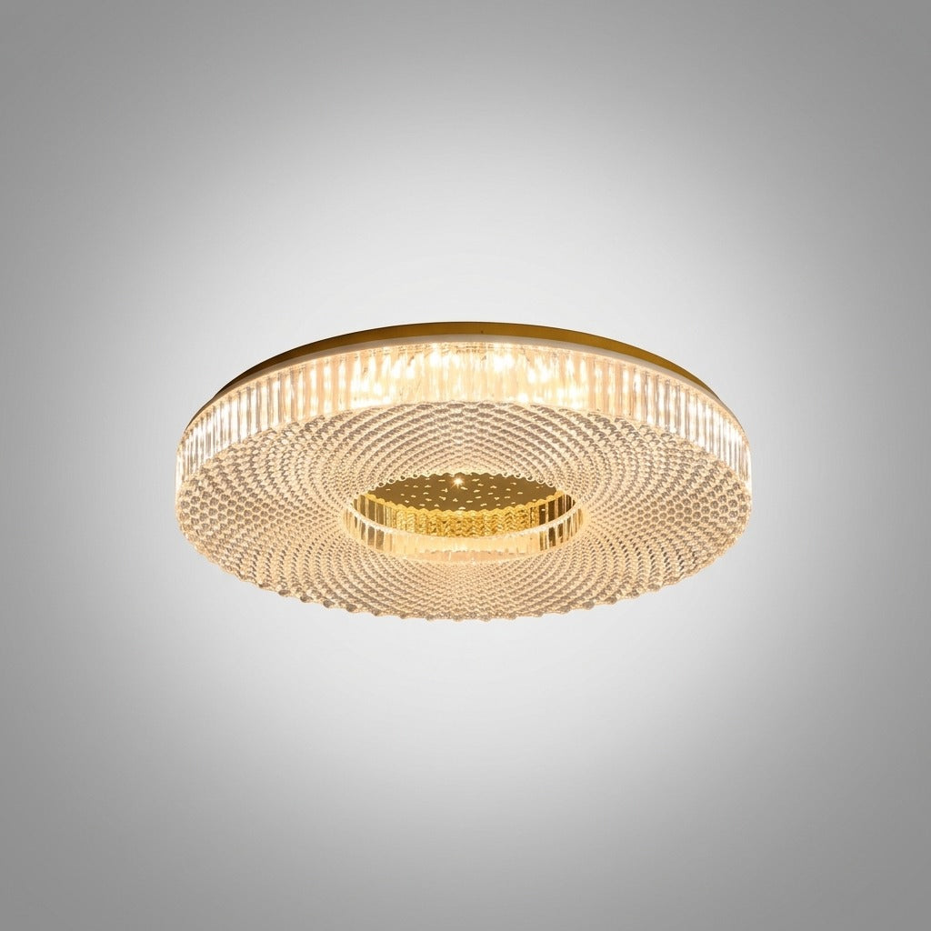 Plafonnier Rond Acrylique de Luxe, LED Intégrée, Monture Métal