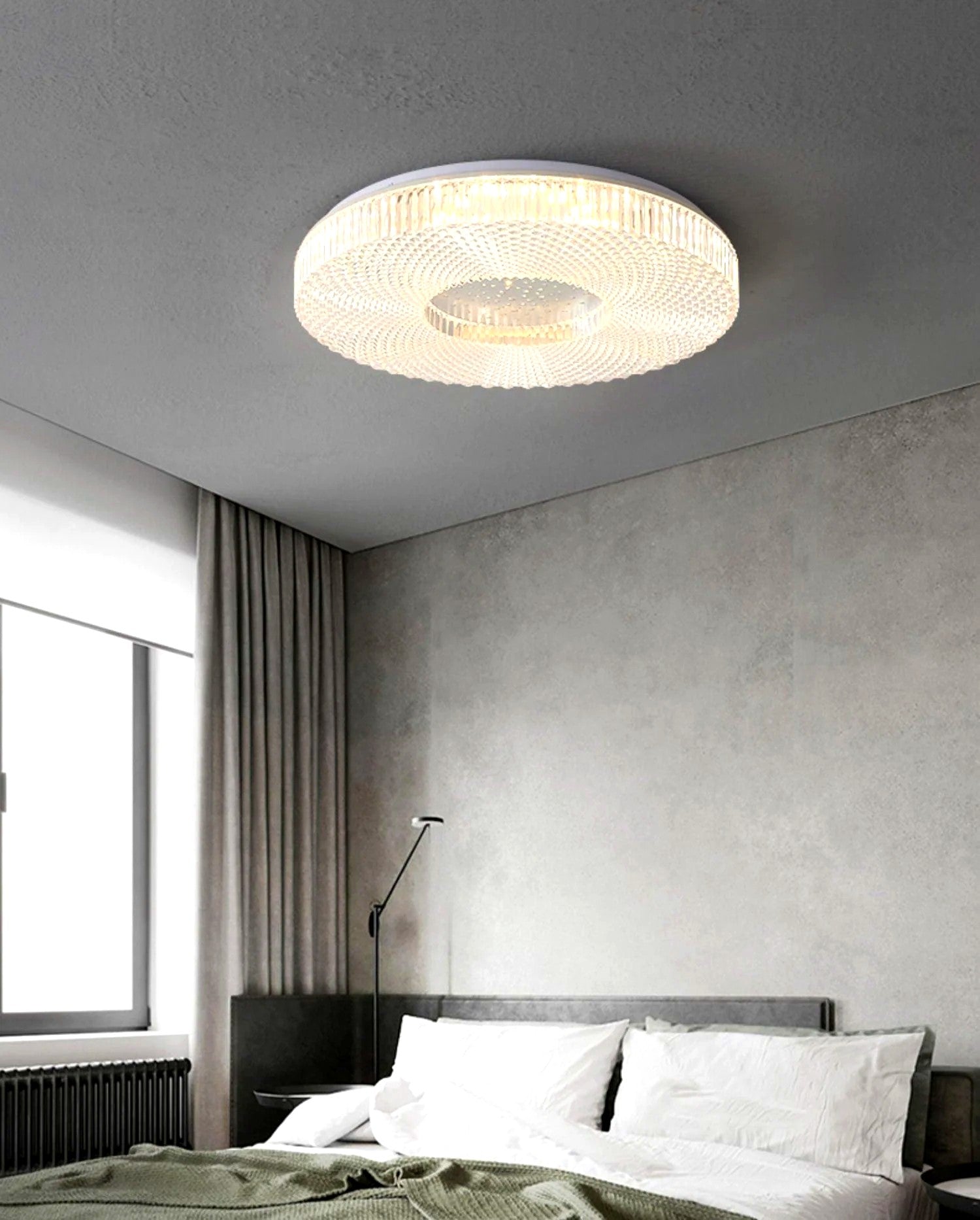 Plafonnier Rond Acrylique de Luxe, LED Intégrée, Monture Métal