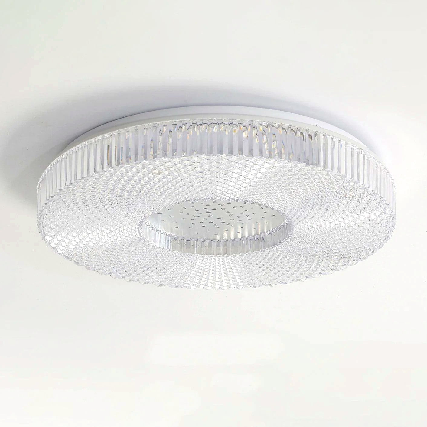 Plafonnier Rond Acrylique de Luxe, LED Intégrée, Monture Métal
