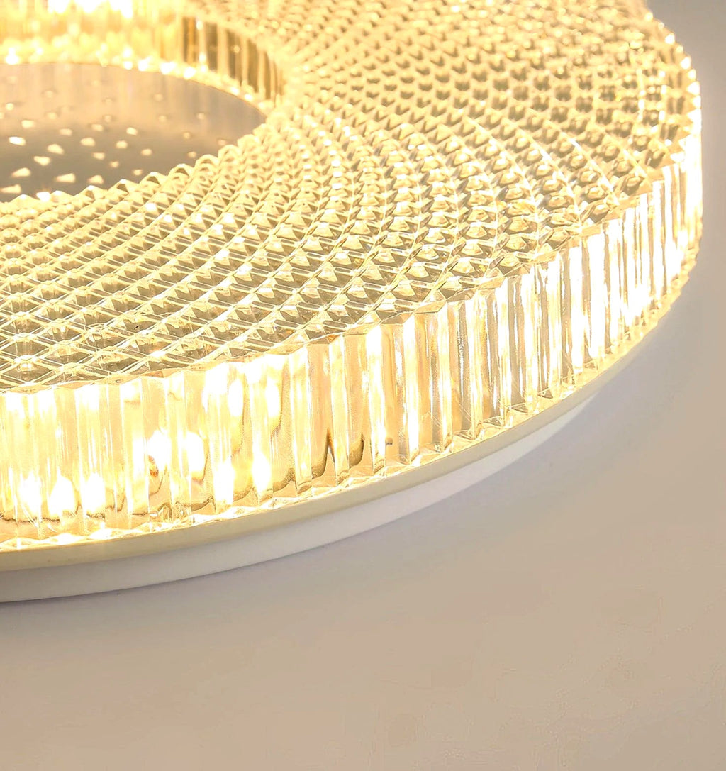 Plafonnier Rond Acrylique de Luxe, LED Intégrée, Monture Métal