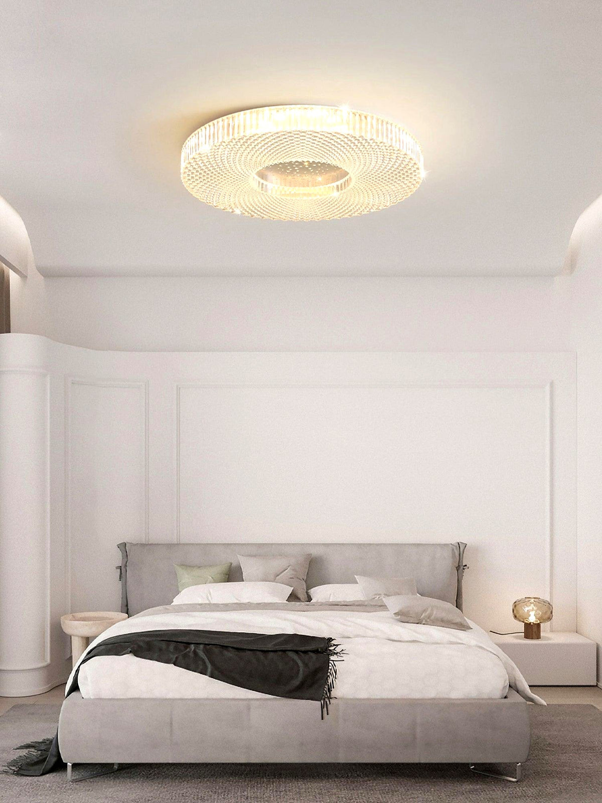 Plafonnier Rond Acrylique de Luxe, LED Intégrée, Monture Métal