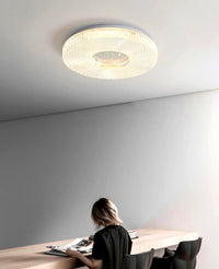 Plafonnier Rond Acrylique de Luxe, LED Intégrée, Monture Métal