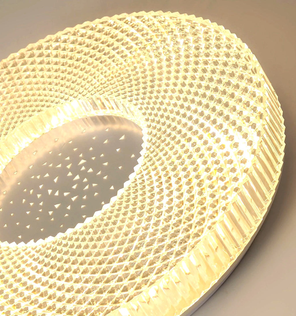 Plafonnier Rond Acrylique de Luxe, LED Intégrée, Monture Métal